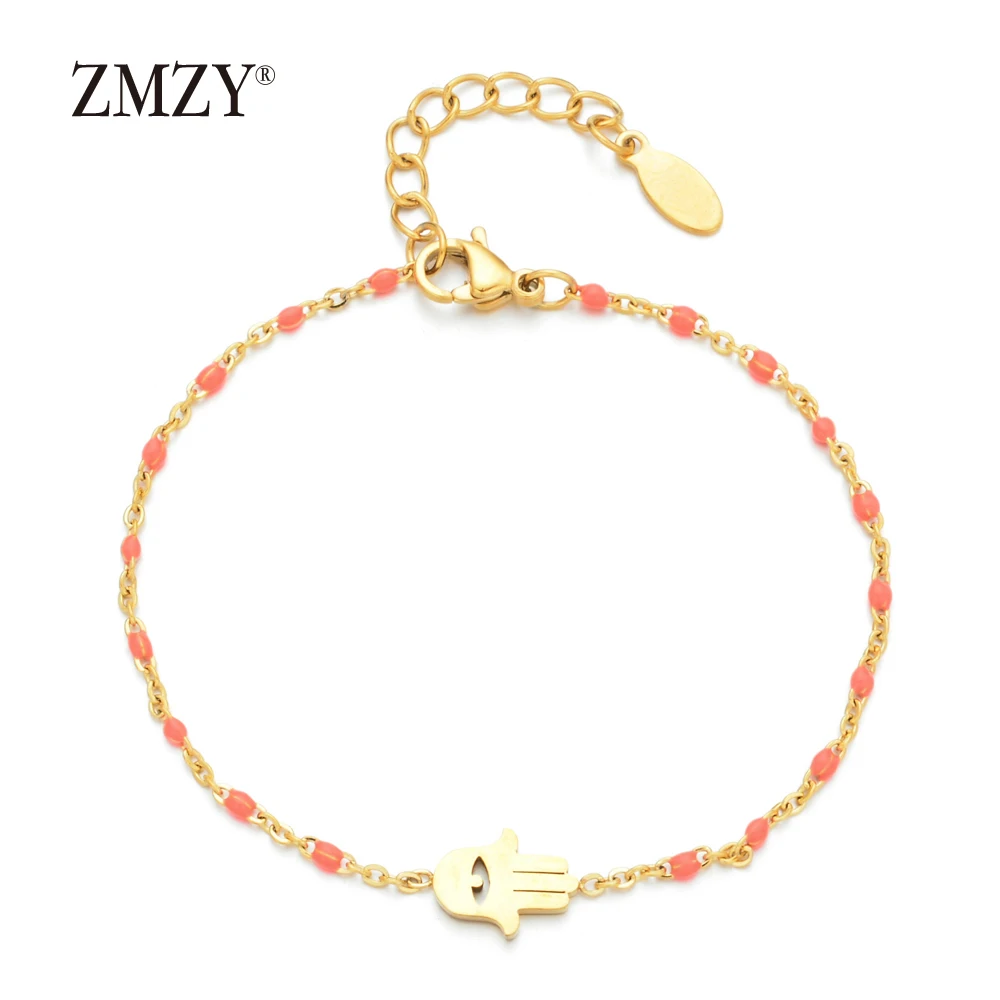 Thin Chain Stainless Steel Bracelet Women Evil Eye Hamsa Hand Turkish Jewelry Bangle Boho Wedding Bracelet bracelet jewelry
