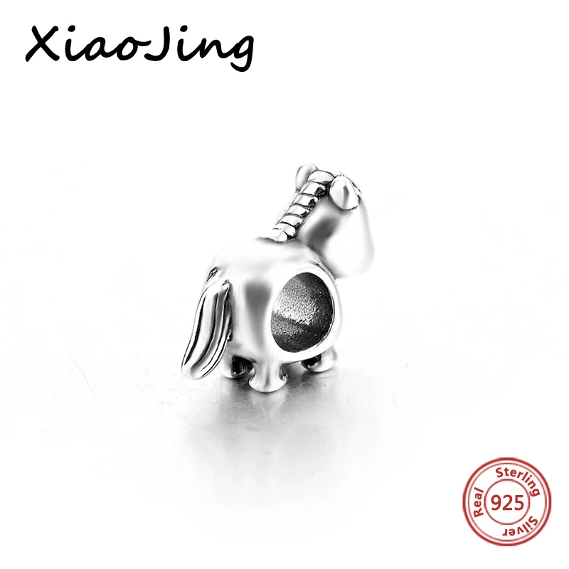 Коллекция животных собака кошка панда лошадь лев Серебро 925 Fit Pandora Подвески из бисера браслет DIY ювелирные изделия, делая