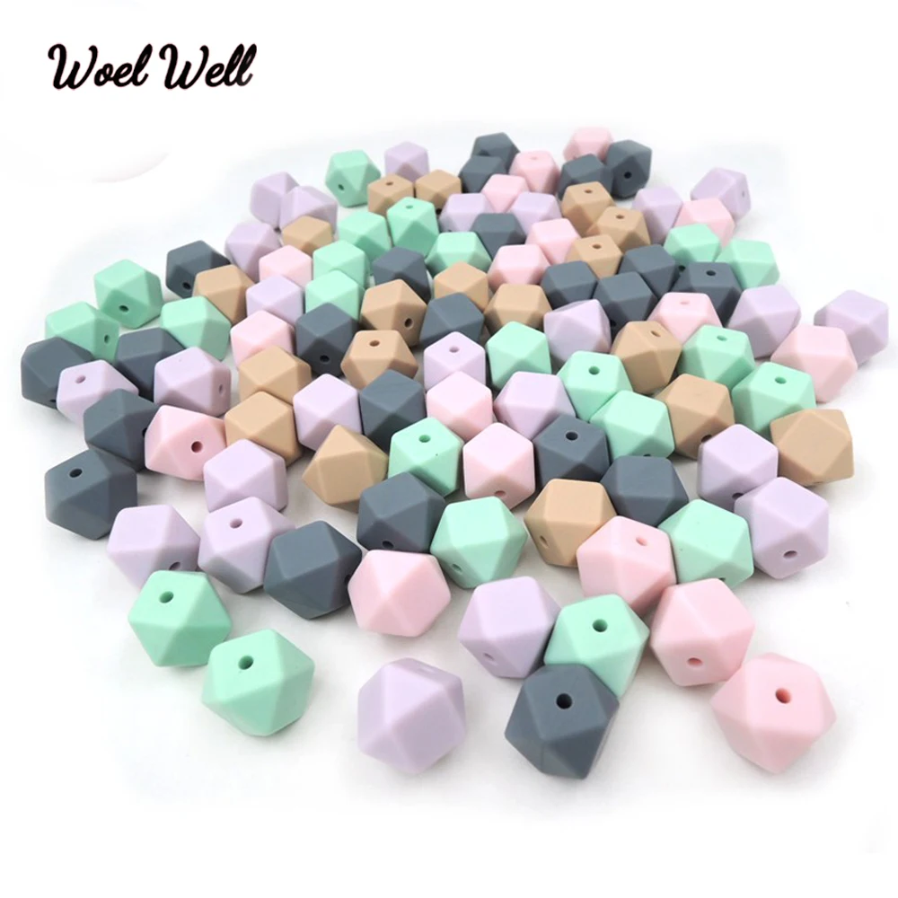 

Woel Well 10pcs Hexagon Beads 17mm Baby Teething Teether Bead BPA Free Chewable Baby Toy DIY Pacifier Accessory Perle