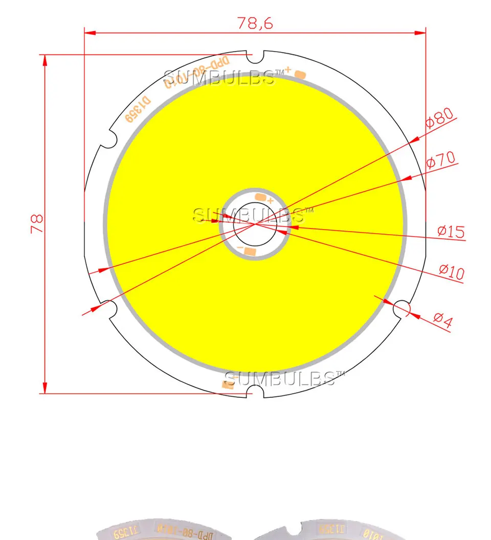 80mm Diameter Round COB LED Chip On Board 50W Light Source for DIY LED map Bulb Warm Cool White DC 30-33V (1)