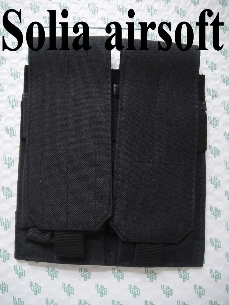 

Tactical Two pouch molle triple mag magazine round ammo bag molle closure Black