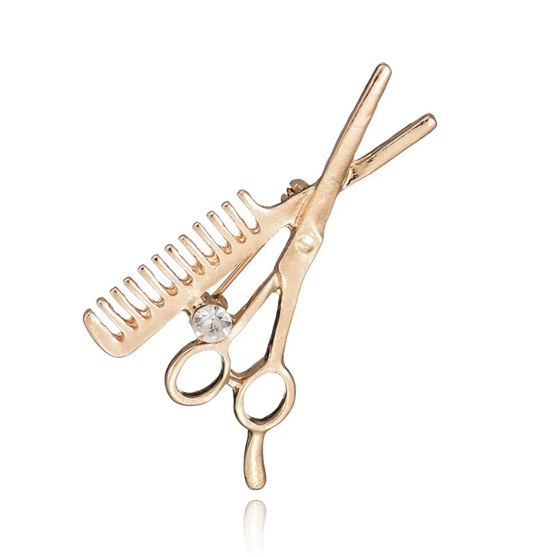 

Fashion Comb Scissors Brooch Hat Collar Clips Bijoux Austrian Crystal Hijab Pins Up Brooches for Wedding Girl Jewelry Gifts