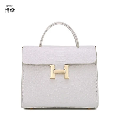 

XIYUAN famous BRAND women's genuine leather woman shoulder bag female casual shopping travel messenger bag for women white grey