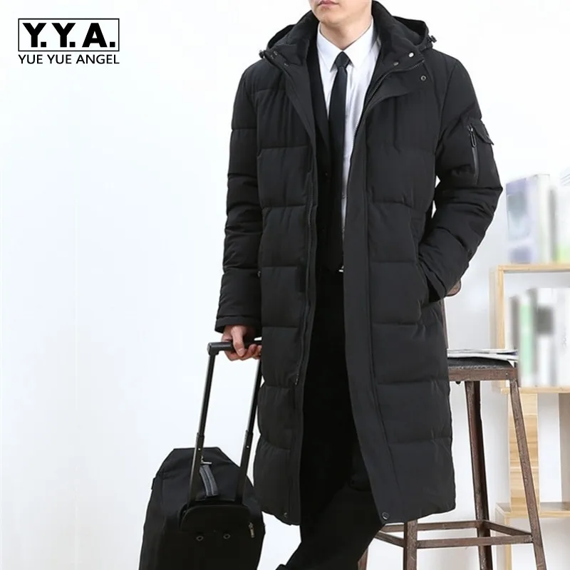 

Autumn Winter Fashion Warm Thick Hooded Down Parkas Men Black Loose Large Size Casual Long Jacket Coat Top Brand Male Overcoat