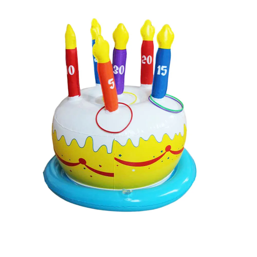 Inflatable Simulated Birthday Cake Ring Toss Party Game Toys Kids