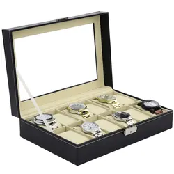 Высокое качество из искусственной кожи 12 слотов дисплей наручных часов коробка для хранения Подставка Организатор корпус часов Jewelry