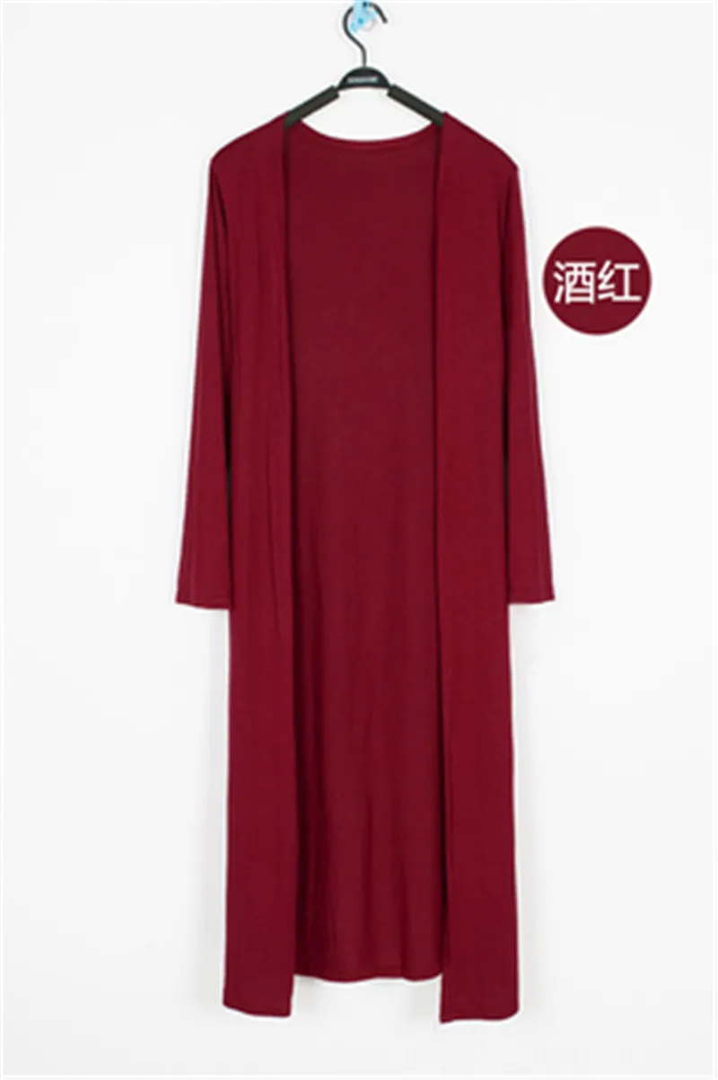 Летний длинный тонкий кардиган casaco feminino модальный женский длинный рукав размера плюс Солнцезащитная одежда кардиган жакет PZ147 - Цвет: Бургундия