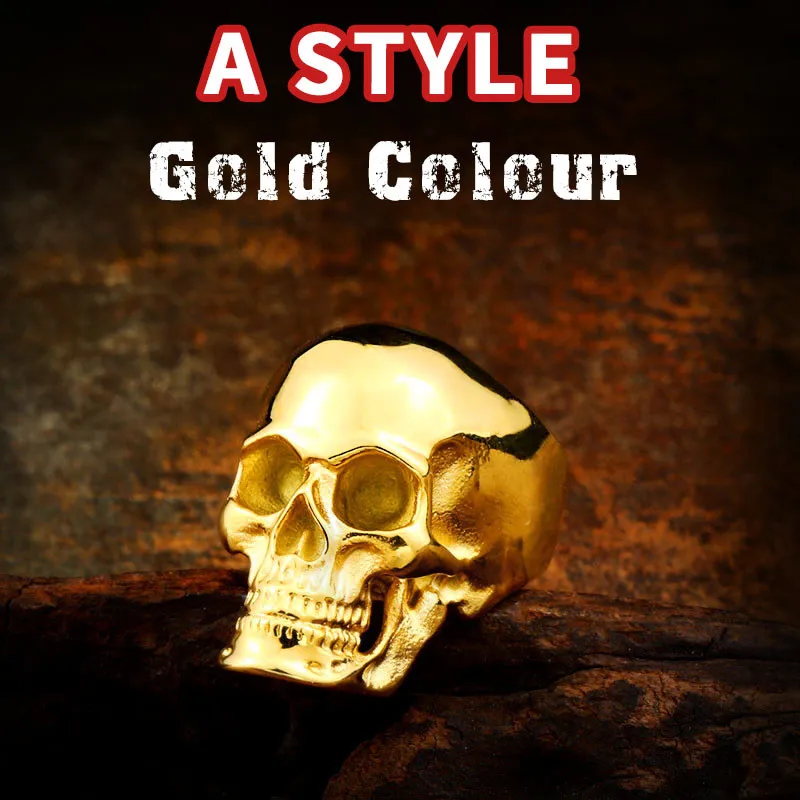 Байер, нержавеющая сталь, панк-рок, золотой череп, душа, лидер, можно перемещать, три стиля, кольцо для мужчин, вечерние, подарок, модные ретро jewelryBR8-592 - Цвет основного камня: BR8-592Gold