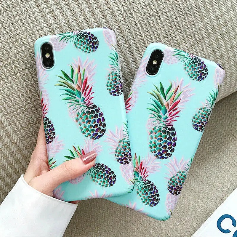 

Pineapple Pattern Shockproof Cover Case For iPhone X 6 6s 8 7 Plus Blue Marble