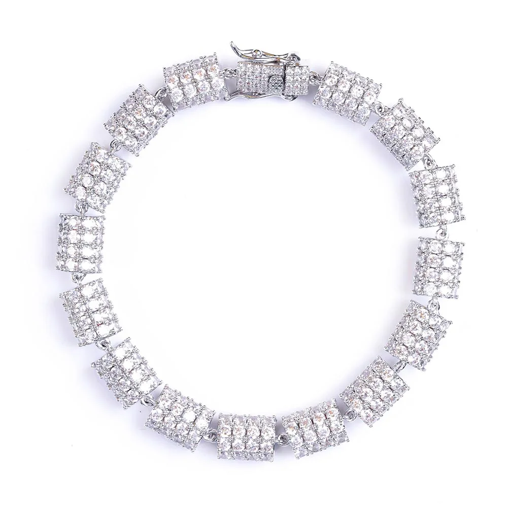 JINAO Хип-Хоп Модный Круглый браслет золото/серебро покрытый Iced Out микро Pave AAA CZ камень многоцветный Браслет для подарка Прямая поставка - Окраска металла: Silver