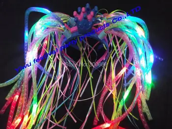 

free shipping Light-Up Hair Noodle Headband LED Flashing Rave Braid Bachelorette Club Holiday Supplies Halloween Decorations