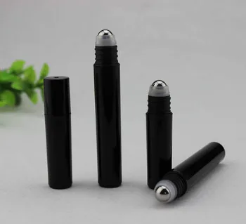 

2017 New 500pcs 5ML black plastic bottle with steel ball for eye cream,perfume,essentical oil,lip gloss bottle roll on bottle