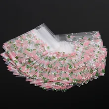 100Pcs 10x10cm 7x7cm Flower Clear Zip Lock Bag Wedding Birthday Plastic Cookie Biscuit Candy Bag Sealer Food Storage Bags
