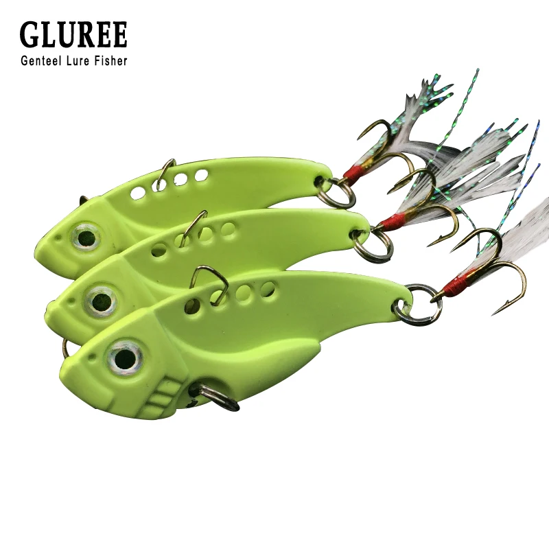 GLUREE 5PcsLot 12g Metal VIB Fishing Lures Spoon Treble Hooks Zinc Alloy Crankbait Luminous Artificial Bait Bass Fishing Tackle GLUREE 5PcsLot 12g Metal VIB Fishing Lures Spoon Treble Hooks Zinc Alloy Crankbait Luminous Artificial Bait Bass Fishing Tackle
