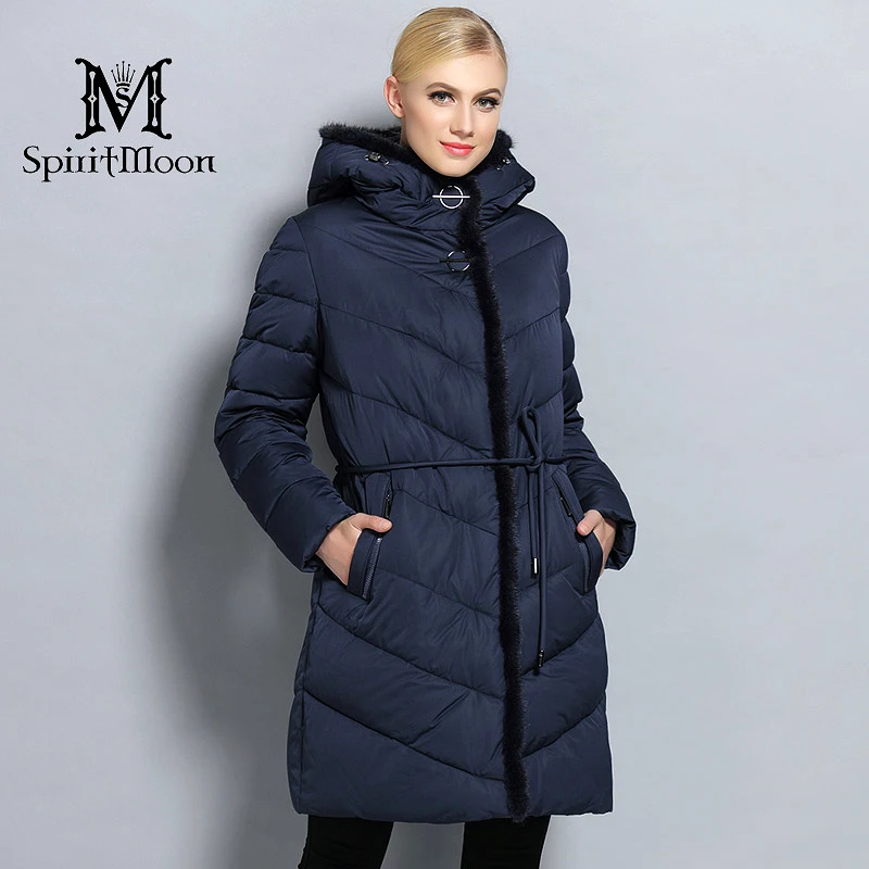 SpiritMoon 2017 Winter Women Thick Coat Female Coat Bio Down Jacket Hooded Thick Parka With Natural Mink Fur Plus Size 5XL 6XL