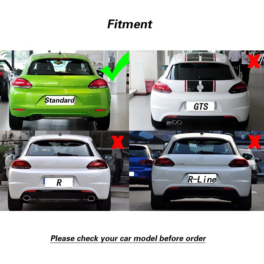 Задний спойлер на крышу окна для Volkswagen VW Scirocco Standard Bumper Non R 2008 2013 FRP Неокрашенный