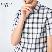 SEMIR Мужская рубашка с коротким рукавом летняя новая японская клетчатая рубашка для студента повседневная рубашка тренд