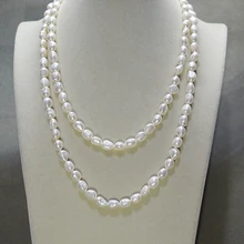 Очаровательные женские подарочные длинное жемчужное ожерелье 40 дюймов 8-9 мм белый натуральный пресноводный жемчуг ожерелье Горячая распродажа ювелирные изделия Новая