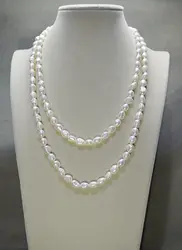 Очаровательные женские подарочные длинное жемчужное ожерелье 40 дюймов 8-9 мм белый натуральный пресноводный жемчуг ожерелье Горячая