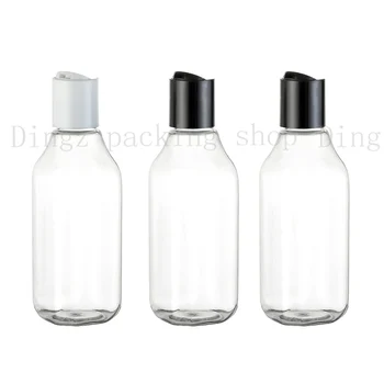 

transparent empty lotion square bottles plastic with disc top screw cap,100cc shampoo PET bottles wholesale 100ml cosmetics