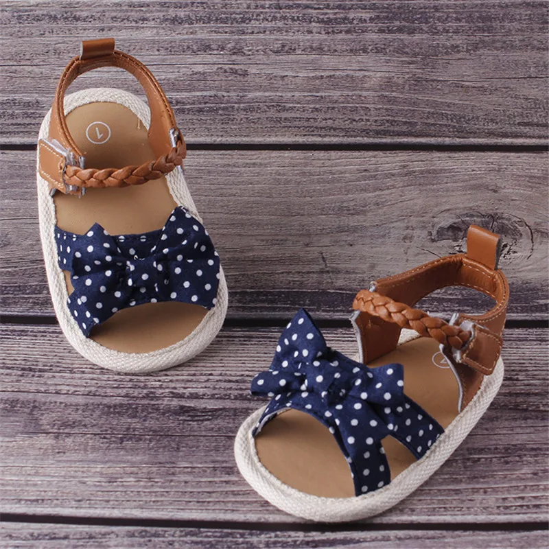 Летнее Детское платье с бантом; нескользящие сандалии; обувь для малышей на мягкой подошве - Цвет: C