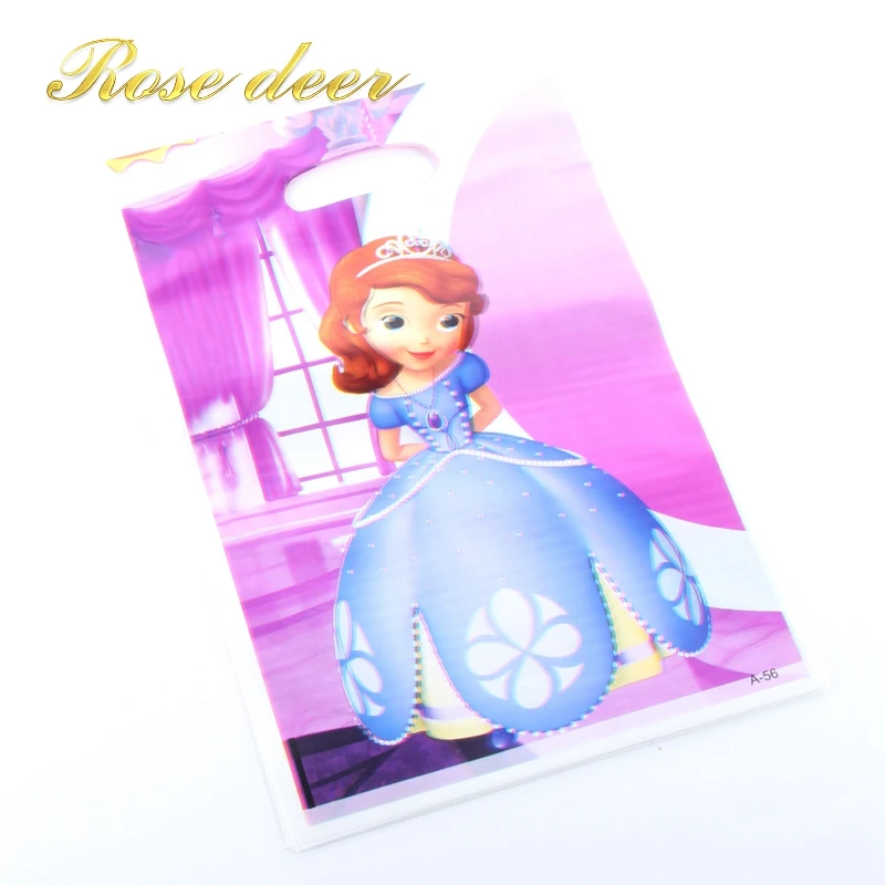 

500pcs/lot SophiaTheme Party Gift Bag Party Decoration Plastic Candy Bag Loot Bag For Kids Festival Party Supplies
