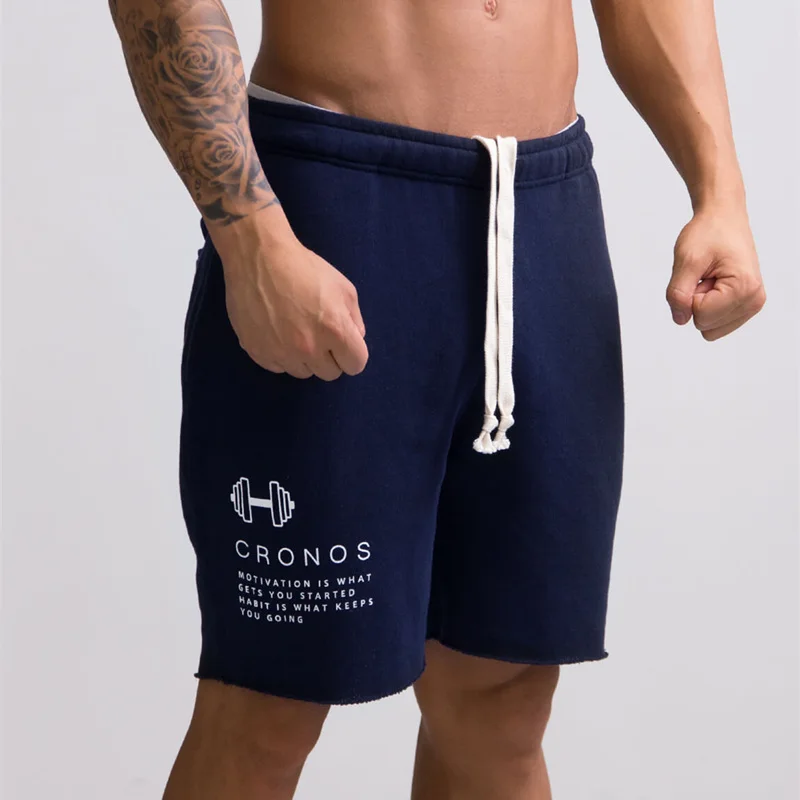 

Men Run Jogging Sports Cotton Shorts Gym Fitness Workout Training Sportswear Male Short Pants Knee Length Beach Brand Sweatpants