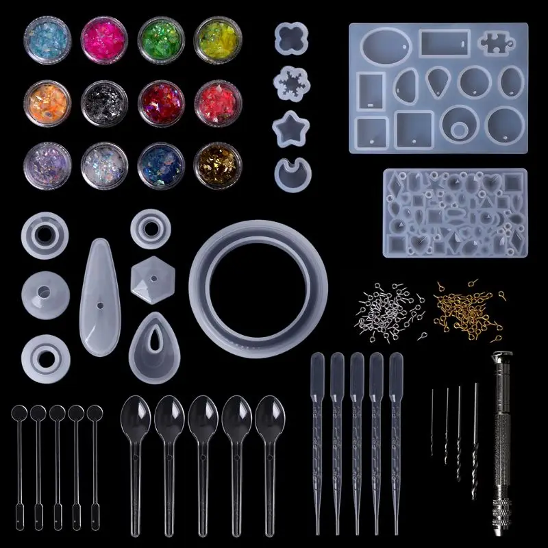 1 набор, набор из эпоксидной смолы, сделай сам, инструменты для изготовления ювелирных изделий, кулон, ожерелье, серьги-гвоздики ручной работы, подарки, аксессуары, силиконовая форма, булавки