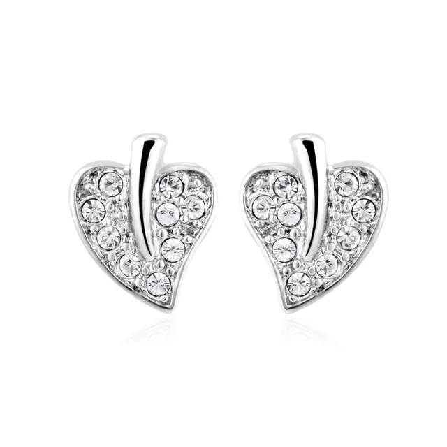 New Elegant Hot Leaf Shaped Cubic Zircon Cz Earring White Gold New Elegant Hot Leaf Shaped Cubic Zircon Cz Earring White Gold Color Stud Earrings For