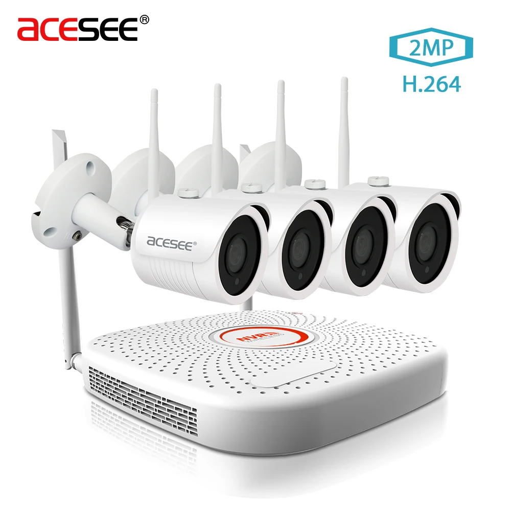 Acesee охранных Камера CCTV Системы Беспроводной 4CH 1080 P NVR комплект WI-FI IP открытый IPP6