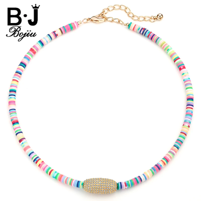 Bojiu, женское колье, ожерелье, цветное, для молодых, энергичное, короткая цепочка, ожерелье для девушек, циркониевое ожерелье с кулоном, s NKS037