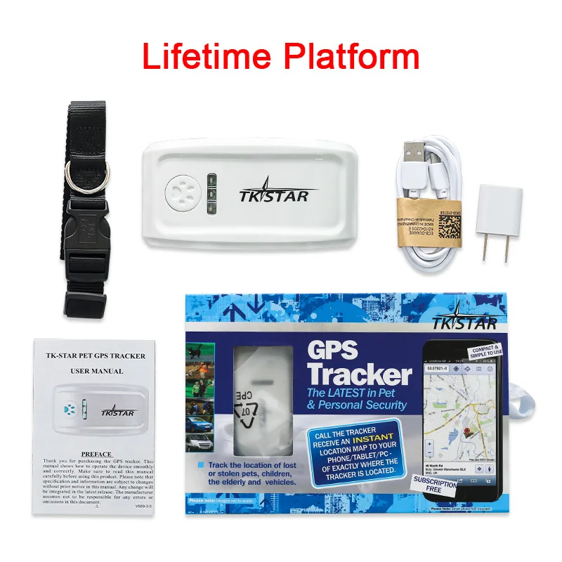 black collar withbox Мини-трекер для собак и кошек TK909 gps локатор 400 часов в режиме ожидания дистанционно голосовой монитор SOS отслеживание дропшиппинг - Цвет: black collar withbox