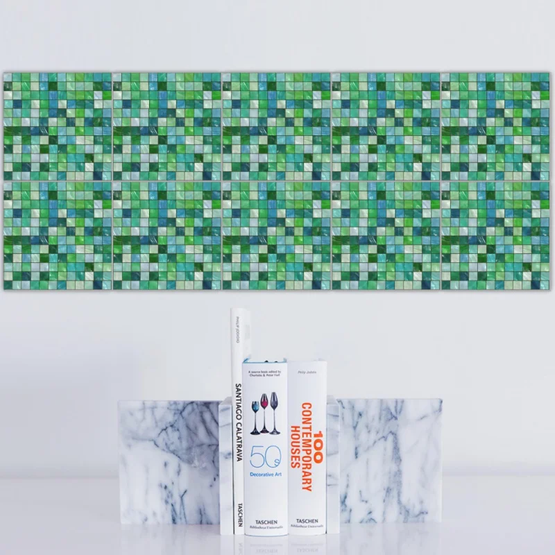 Mosaic Tile Wall Stickers 20Pcs/Set Waterproof Oilproof Self adhesive Easy to Removable PVC