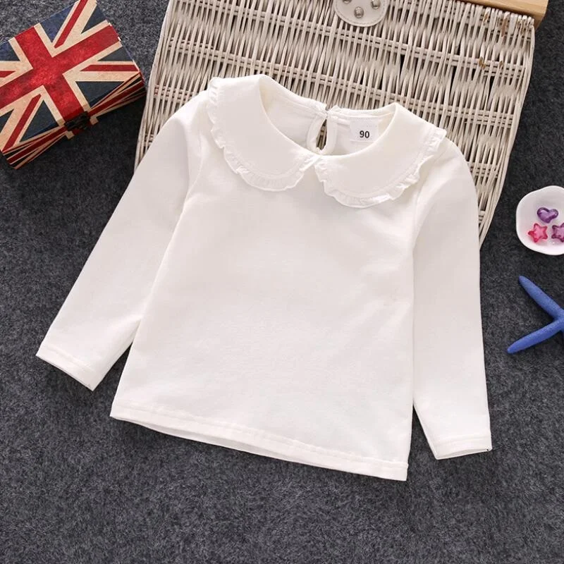 

2019 New Girls T-Shirts Solid Color Long Sleeve T Shirt Baby Toddler Clothes Girl Shirts Kids Pure Tshirt Tops Children Clothing