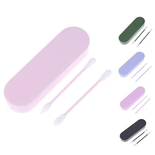 2 шт многоразовые косметические ватные тампоны с двойной головкой чистые ватные тампоны набор для чистки ушей включает ящик для хранения