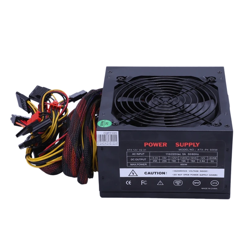 

170-260V Max 600W Power Supply Psu Pfc Silent Fan 24Pin 12V Pc Computer Sata Gaming Pc Power Supply For Intel For Amd Computer