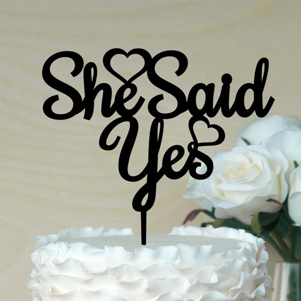 She Said Yes Cake Topper , Wedding Decor Supplies  Cake Topper ,  Acrylic Bridal Shower Engagement Ring Wedding Cake Topper