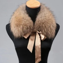 Harppihop* роскошный шарф из натурального меха енота для женщин натуральный мех енота воротник зимний теплый меховой воротник-шарф 70*16 см
