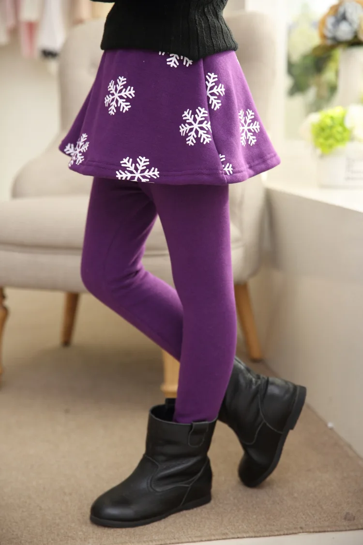Юбка-брюки для девочек; коллекция года; розничная ; зимние леггинсы для девочек; юбка-брюки для девочек; Многослойная юбка-пачка; теплые бархатные плотные брюки для девочек; детские леггинсы - Цвет: purple