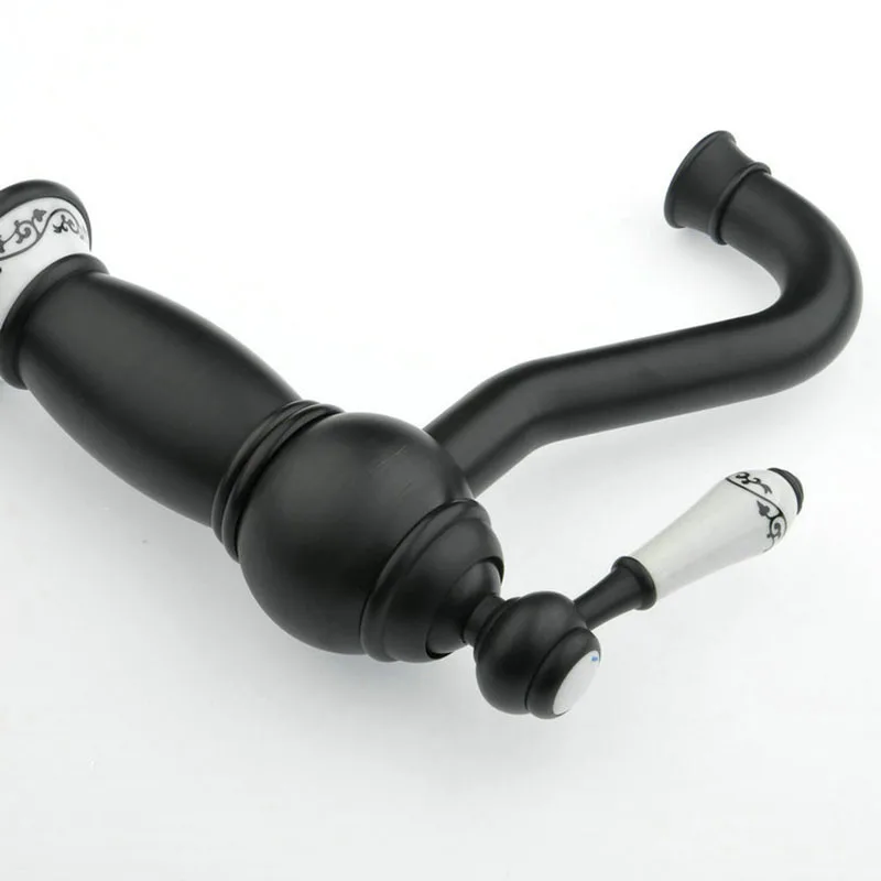 SRJ Bathroom Faucet Black Copper Waterfall Washbasin Tap Hot And Cold Water Tap Brass Antique Europe Style Basin Faucet  SRJ Bathroom Faucet Black Copper Waterfall Washbasin Tap Hot And Cold Water Tap Brass Antique Europe Style Basin Faucet