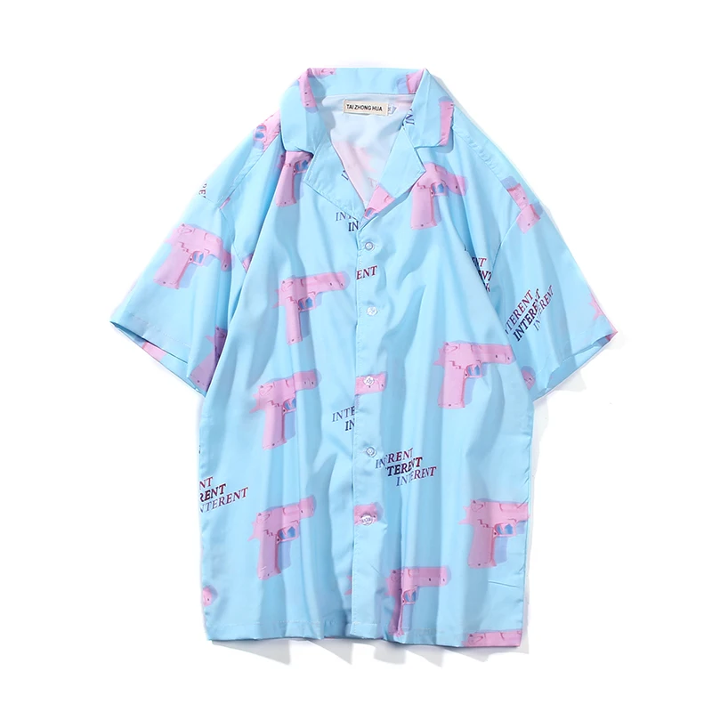 

Summer Casual Holiday Retro Guns Print Men Shirts Camisas de hombres camicie da uomo