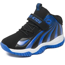 Баскетбольная обувь для мальчиков на толстой подошве; нескользящие высокие кожаные детские кроссовки; детская спортивная обувь для улицы; обувь для мальчиков