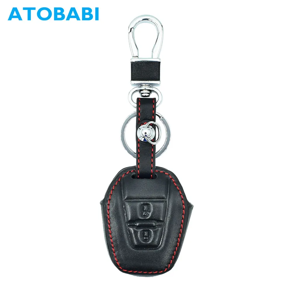 

ATOBABI Car Key Case 2 Buttons Top Layer Leather Remote Fob Shell Cover Keychain Auto Accessories for Isuzu DMAX D-MAX Mu-x 2.5