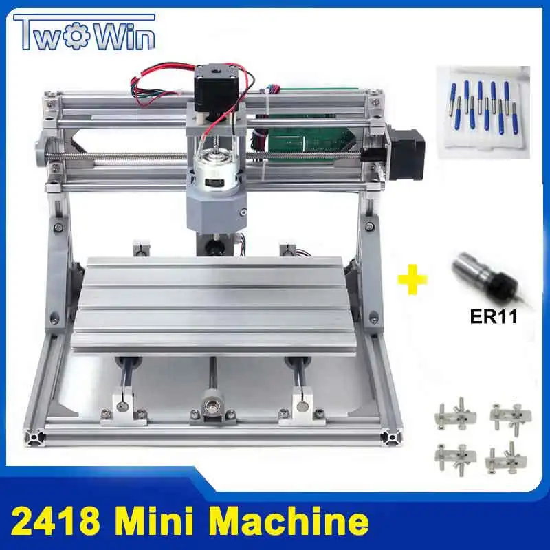 CNC 2418 GRBL управления Diy станок с ЧПУ, рабочая зона 24x18x4,5 см, 3 оси Pcb ПВХ фрезерный станок, древесины маршрутизатор, резьба гравер, v2.5 - Цвет: single machine