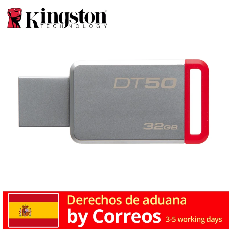 Kingston DataTraveler DT50 32 GB-Memoria (USB 3,0 DE 32 GB, usb type-A, Tipo Llave) цветной Plata y Rojo в наличии memoria usb pen