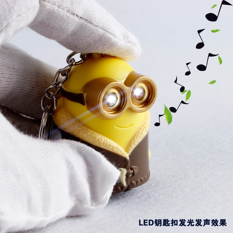 

Cartoon Movie 3D minions Led keychain talk Minions,minions with coat,led keyring with sound,Christmas gift