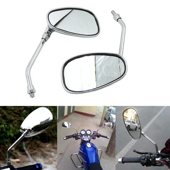 

CHROME MOTORCYCLE REAR Backup side VIEW MIRRORS LONG STEM FOR HONDA SUZUKI KAWASAKI 10MM NEW