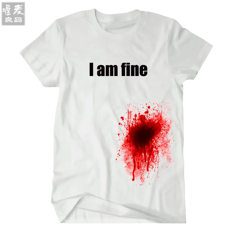 

2019 newest design Cool and cute summer short sleeve men's 's funny t-shirts tee fashion Get shot I am fine blood gift