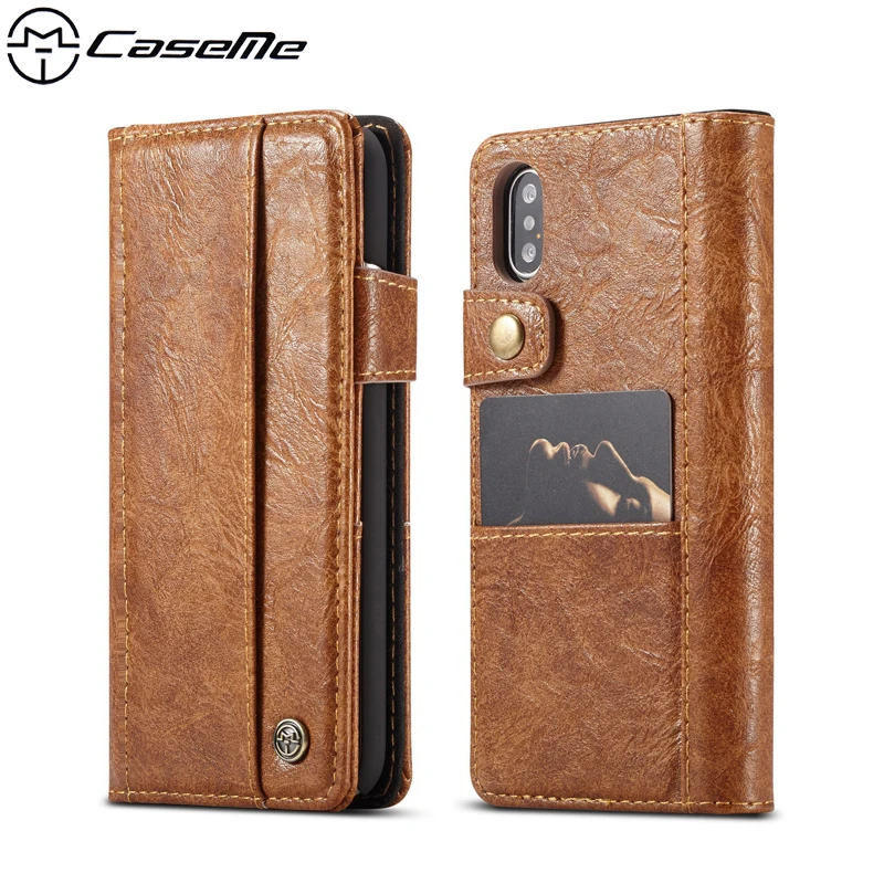 

CaseMe Flip Phone Coque for Apple iPhone XS Max Case Cover Luxury Retro PU Leather Walle Card PC Back Cover for iPhone XR X Case