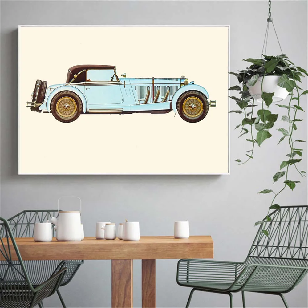 Retro Car Vintage Poster And Prints Canvas Painting Machine Wall Picture For Bedroom Living Room Wall Art Murals Home Decoration (1)